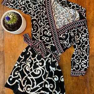 White House Black Market Vintage Monochrome Swirl Dress